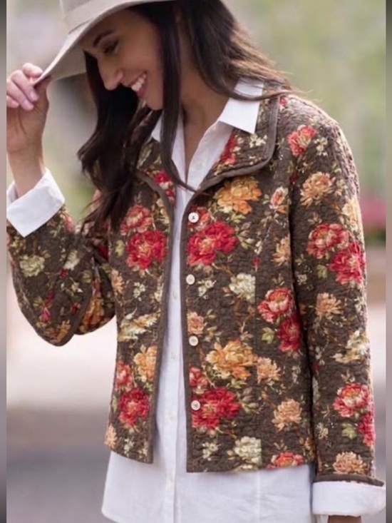 J. Jill Jackets & Blazers - Vintage J Jill size MT Fall Floral quilted cotton jacket boho Cottagecore